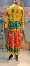 Yellow Phulkari Shrug with Multicolor Skirt