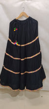 Black Festive Tiered Lehenga with Colorful Embellished Borders