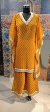 Orange Bandhej Co-ord Set with Sequin