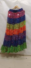 Multi-Color Bandhini Layered Skirt with Tassel