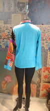 Patchwork Shirt Gypsy Grid Turquoise Multicolor