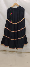 Black Festive Tiered Lehenga with Colorful Embellished Borders