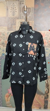 Black Man Bandhani Print Shirt with Handcrafted Patch Pocket