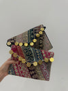 Set of 2 Handmade Embroidered Clutches with Gold Coin Danglers – Festive Combo Pack