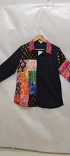 Boho Patchwork Magic Shirt – Multicolor Art on Black