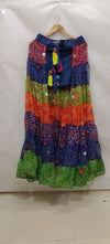 Multi-Color Bandhini Layered Skirt with Tassel