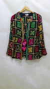 Boho Phulkari Mirror Work Kurti – Multicolor Embroidered Jacket Style