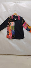 Boho Patchwork Magic Shirt – Multicolor Art on Black