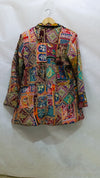 Handmade Embroidered Orange Boho Blazer – Multicolor Mirror & Thread Work