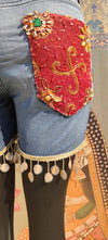 Denim Shorts Boho Patchwork Embroidered