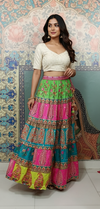 Multi-Color Patchwork Layered Skirt
