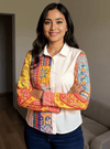White Handcrafted Patchwork Shirt with Artistic Hand Embroidery – Boho Fusion Wear - Rajni Collection